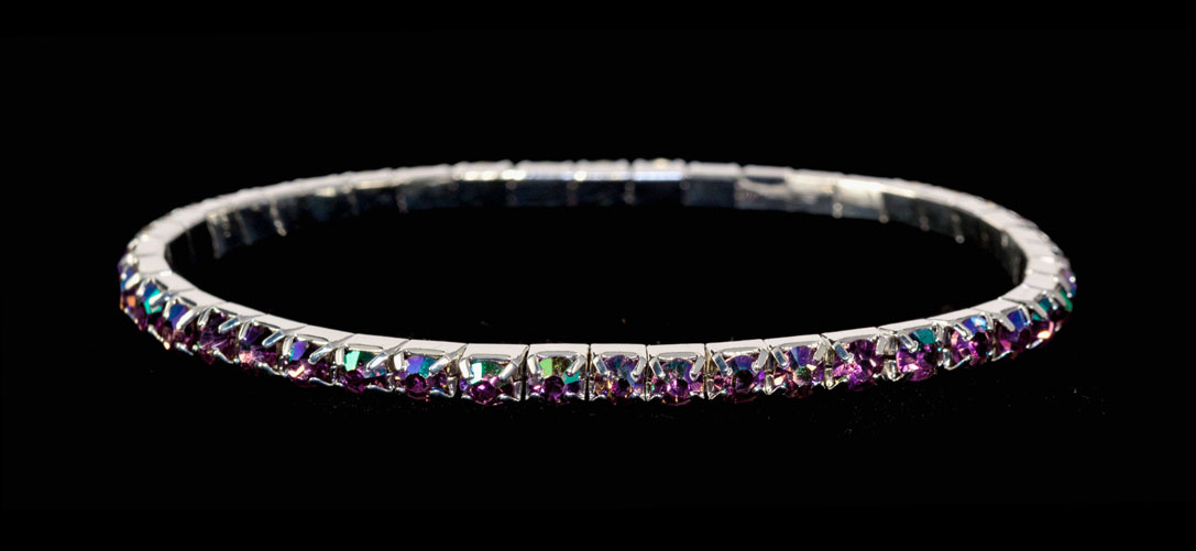 11950 Single Row Stretch Rhinestone Bracelet Light Amethyst AB